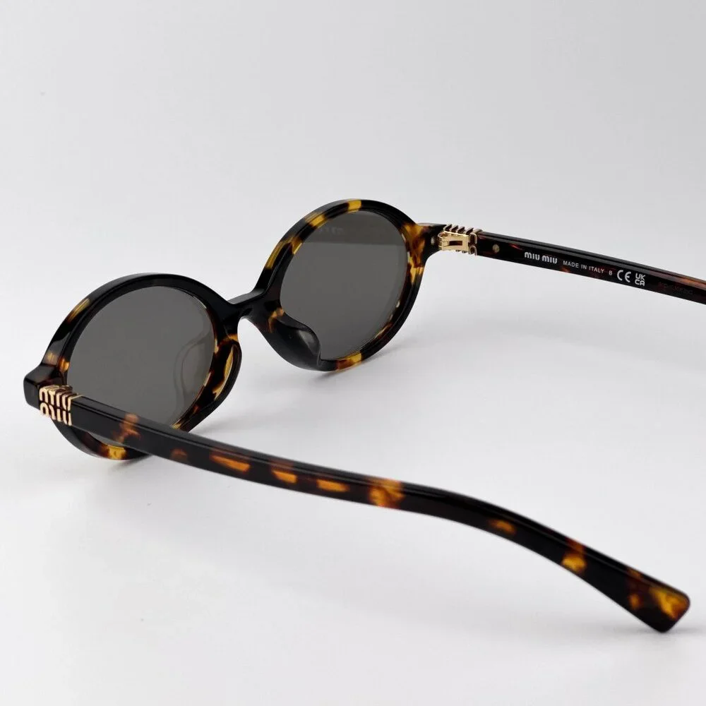 Miu Miu REGARD MU04ZSF Sunglasses – Havana Oval Grey Mirror Silver | Model VAU07